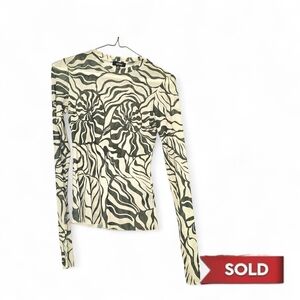 AFRM Desert Tropical Kaylee Mesh Long Sleeve Crop Top